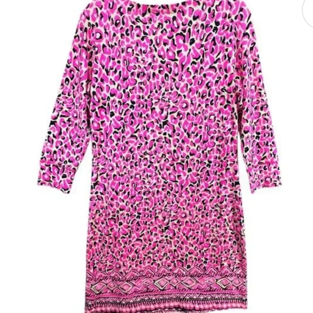 Lilly Pulitzer Sophie Vibrant Pink Leopard Print Dress Sz Small
